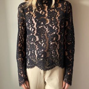 - Lace mock neck top